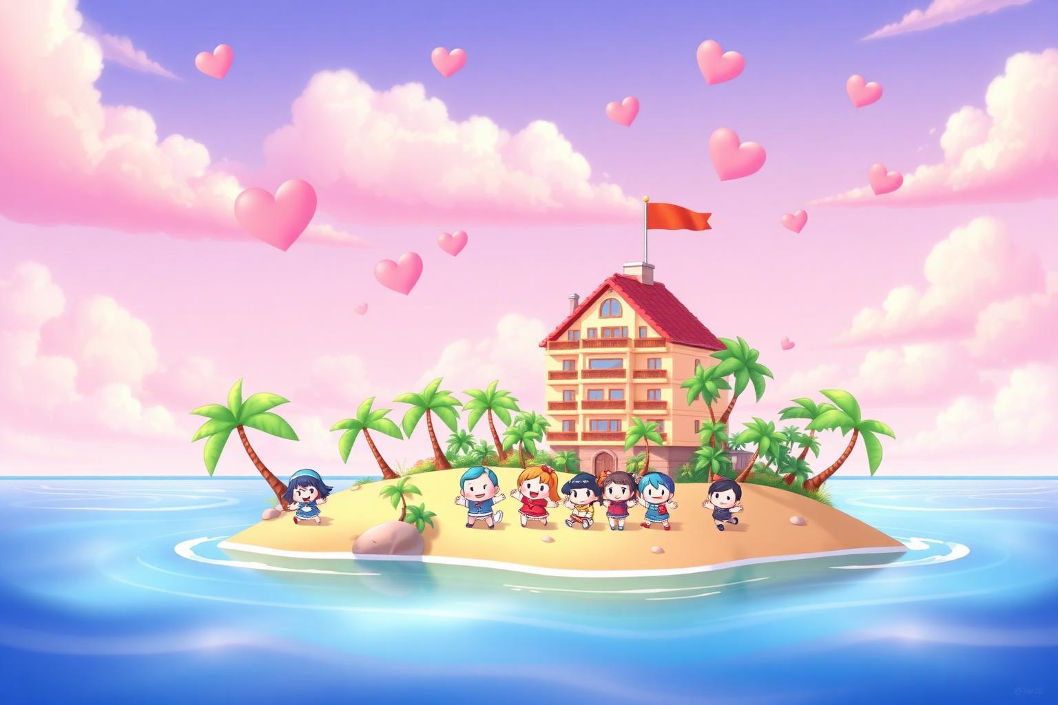 Isola di Tomodachi Life con personaggi Mii